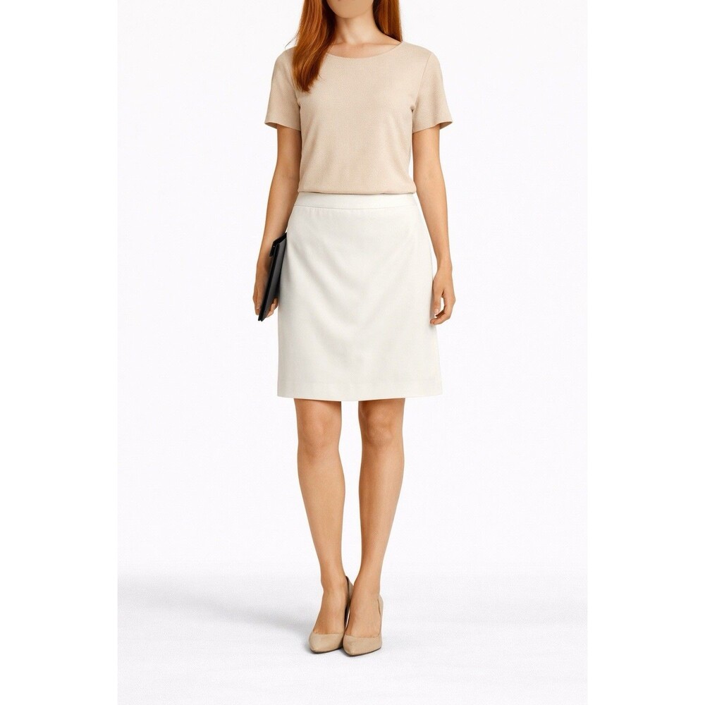 White House Black Market Womens Size 8 Ivory Pencil Skirt Lined Career Stretch